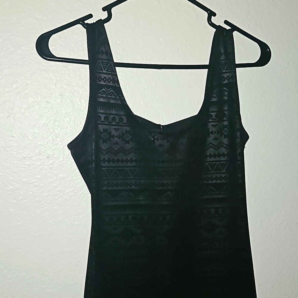 Aztec designed soft black mini dress